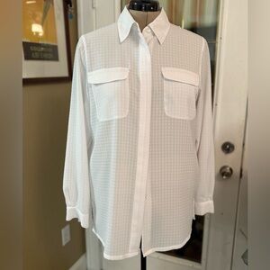 Adrienne Vittadini Ivory Textured Blouse